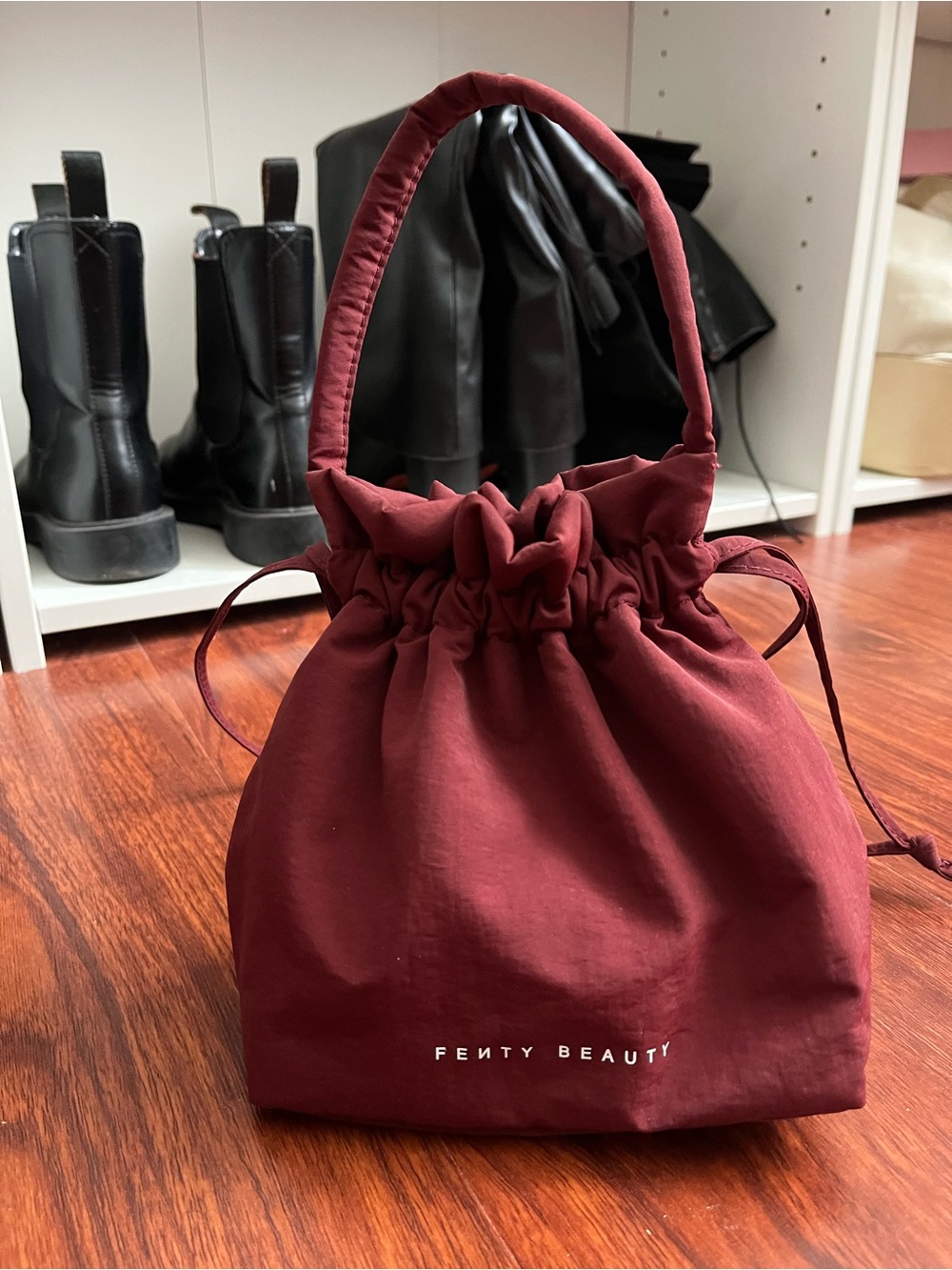 Fenty Beauty Burgundy Drawstring Pouch Bag